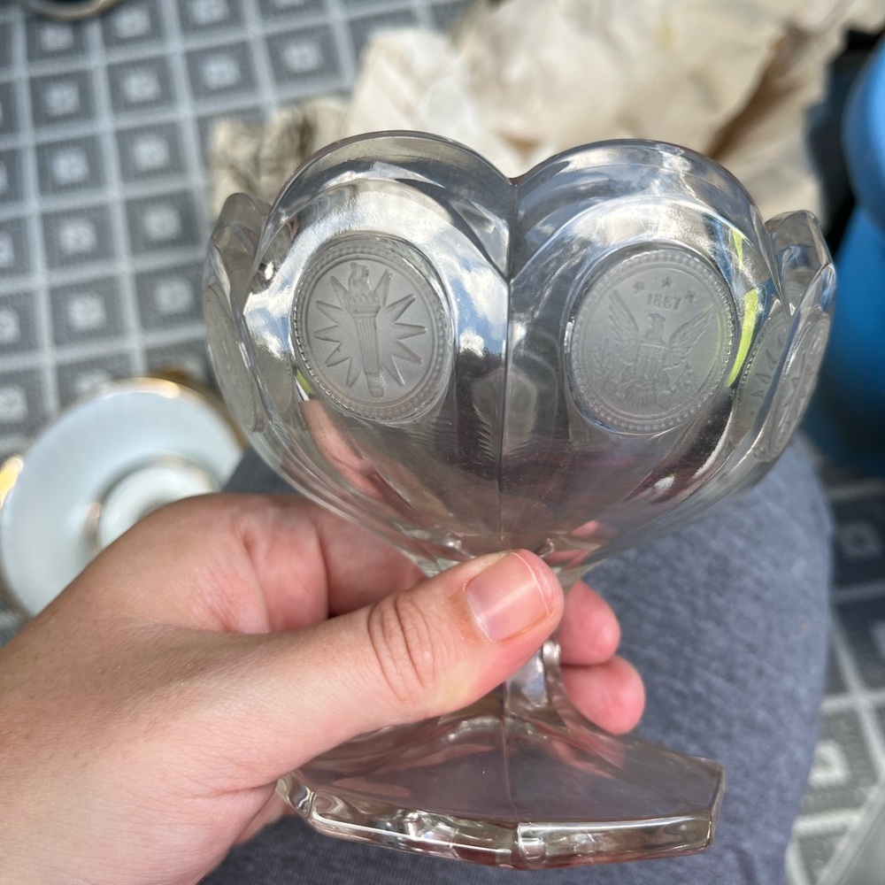Vintage Fostoria Coin Glass Compote 1977 Avon Collection